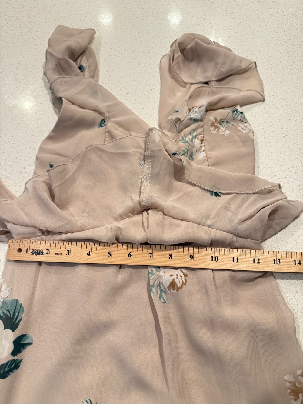 Show Me Your Mumu Floral Ruffle Midi Dress XS Beige Romantic Cottagecore - Picture 5 of 15